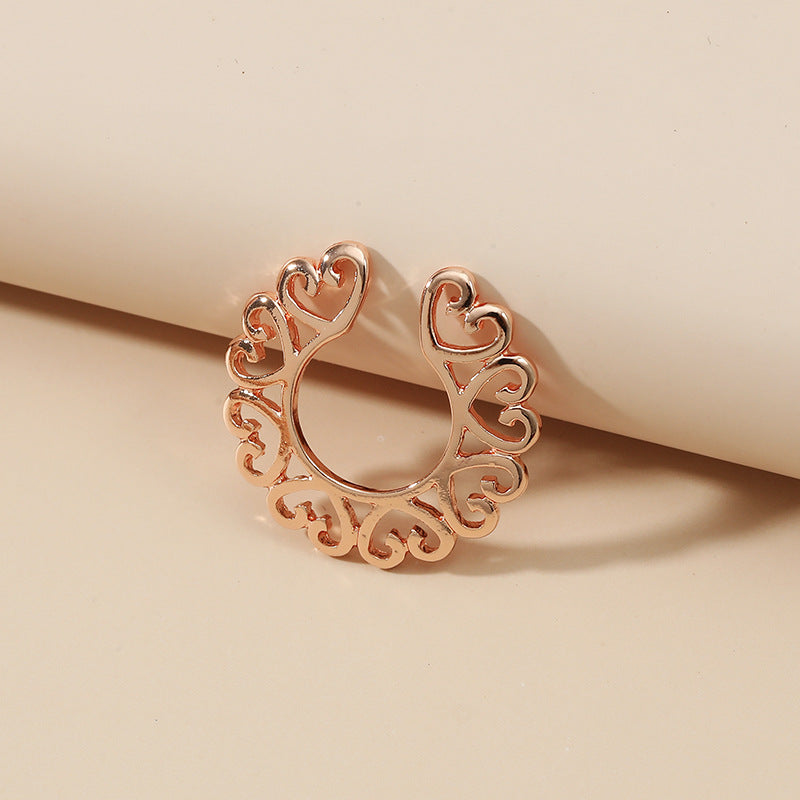 Heart shape non-hole fake nipple ring