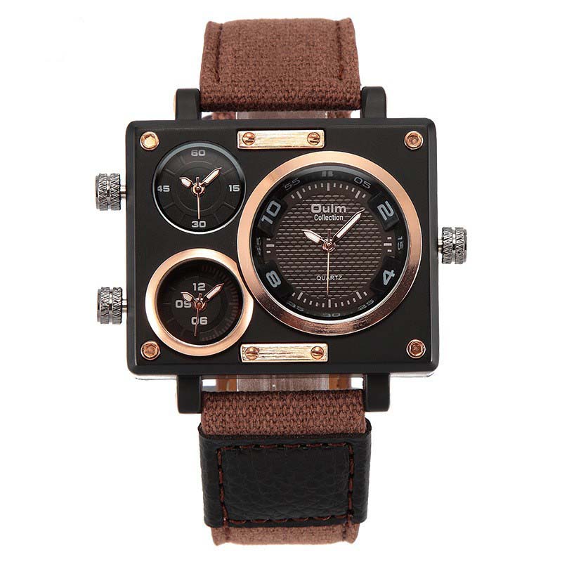 Domineering Multi-Time Zone Square Quartz Men's Watch