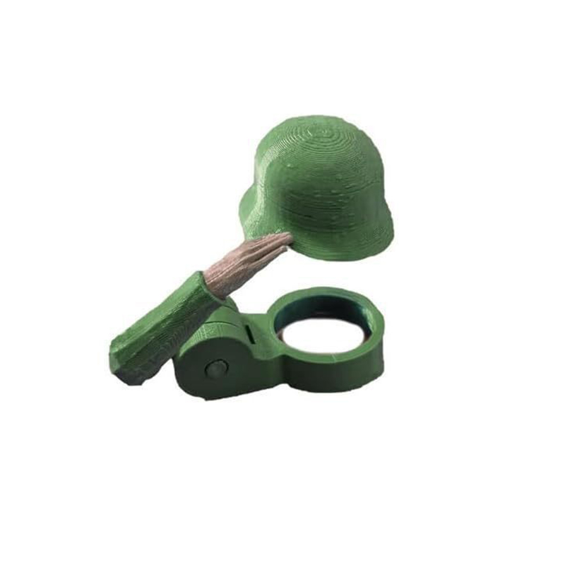 Soldier saluting beer bottle helmet