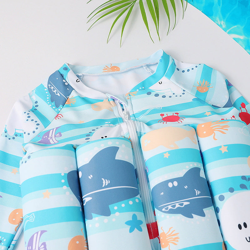 Cartoon floating swimsuit and matching swim cap