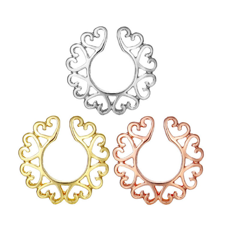 Heart shape non-hole fake nipple ring