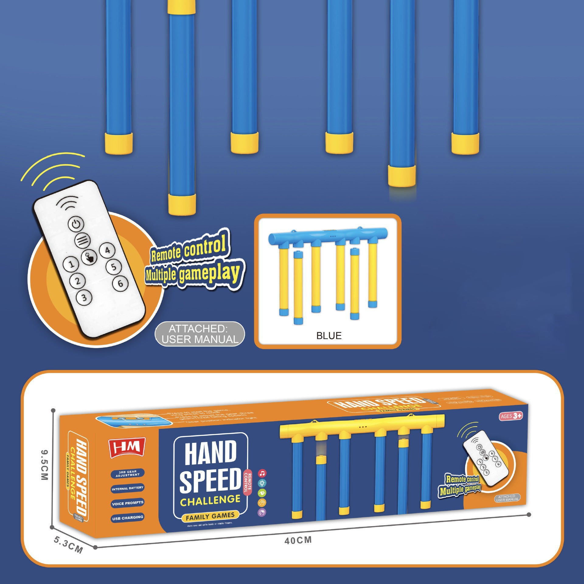 Remote-controlled reaction challenge game - baton game