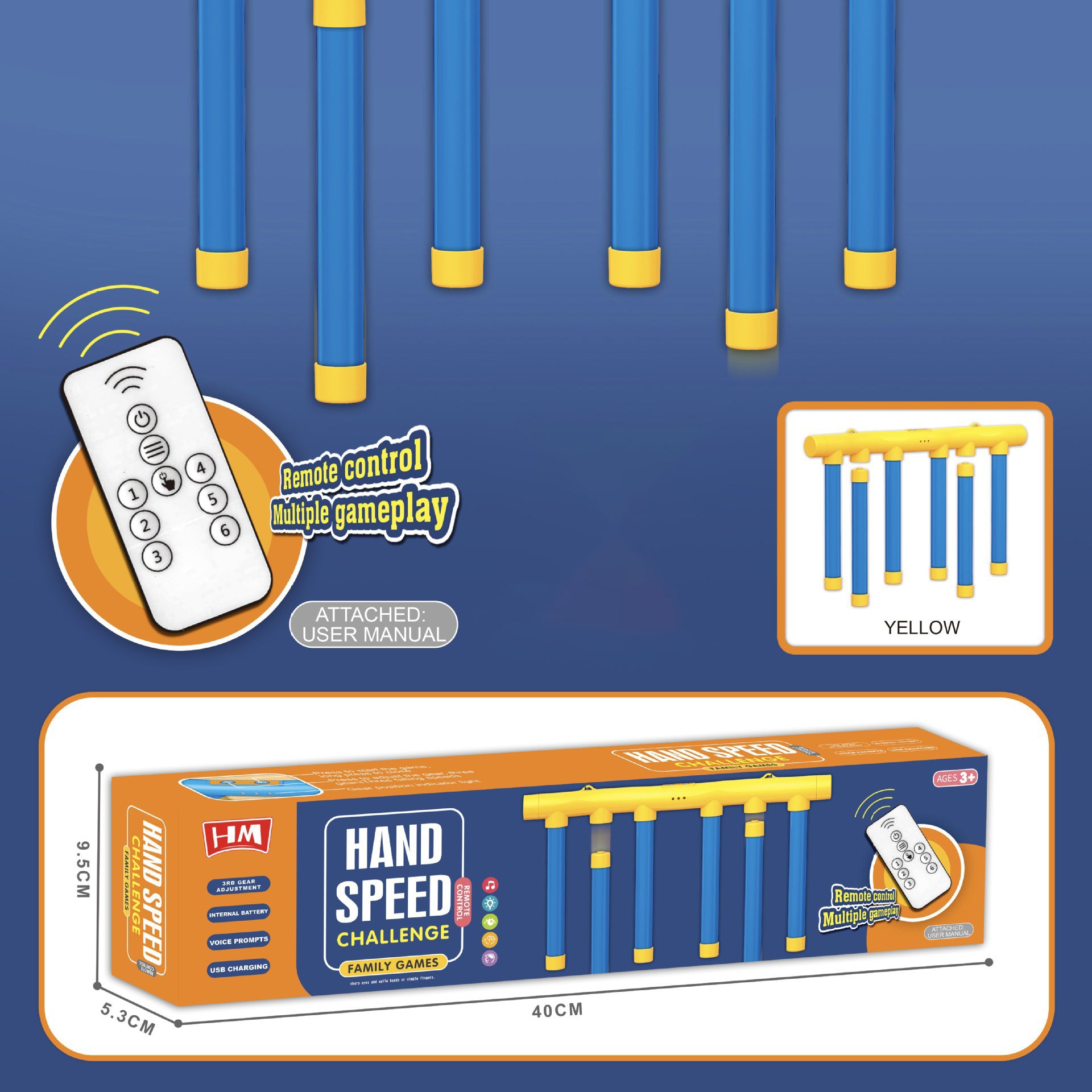 Remote-controlled reaction challenge game - baton game