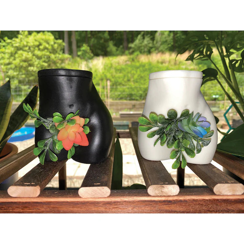 Female body buttocks bush flower pot