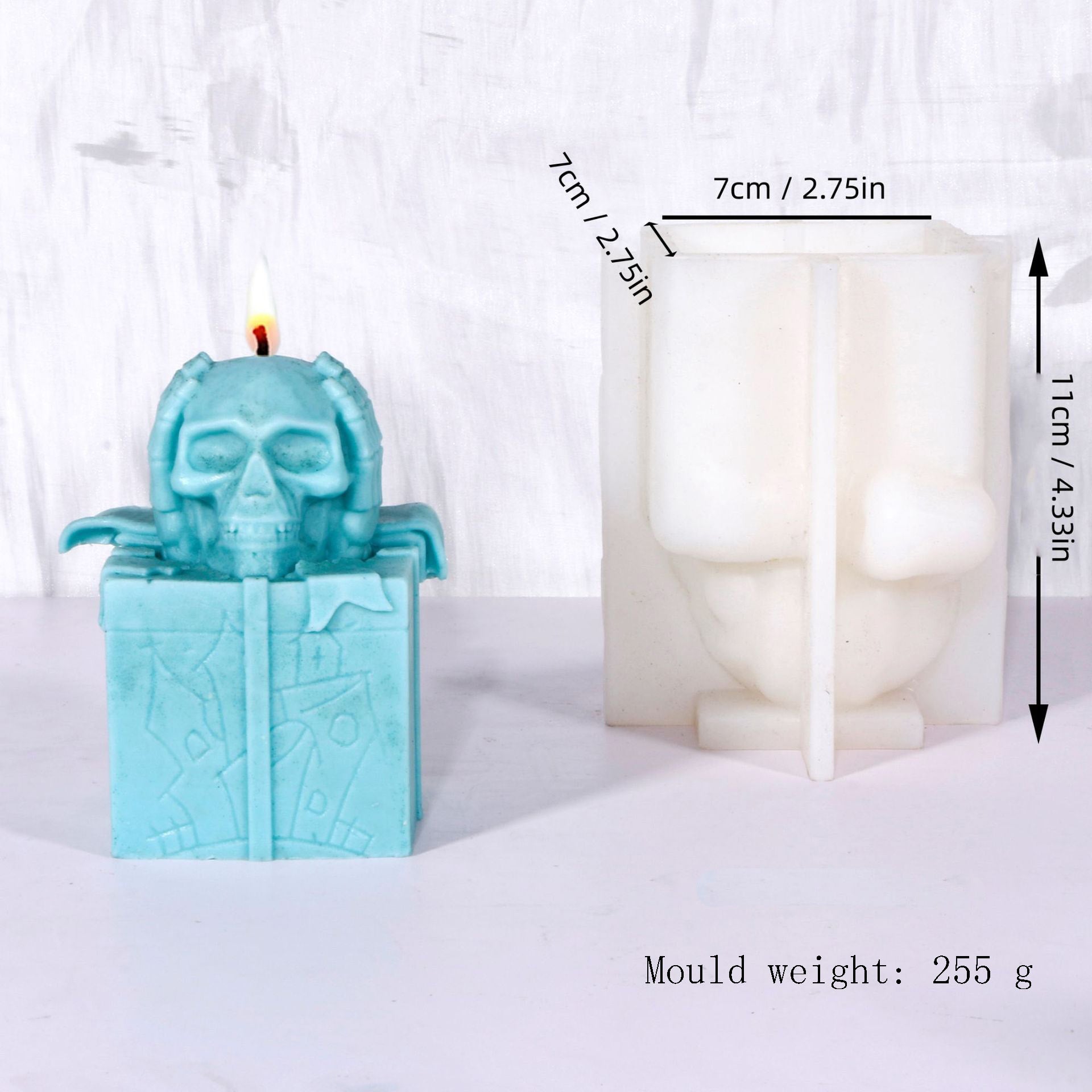 Skull scented candle silicone mold