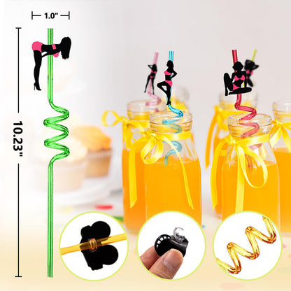 Pink Stripper Spiral Straws
