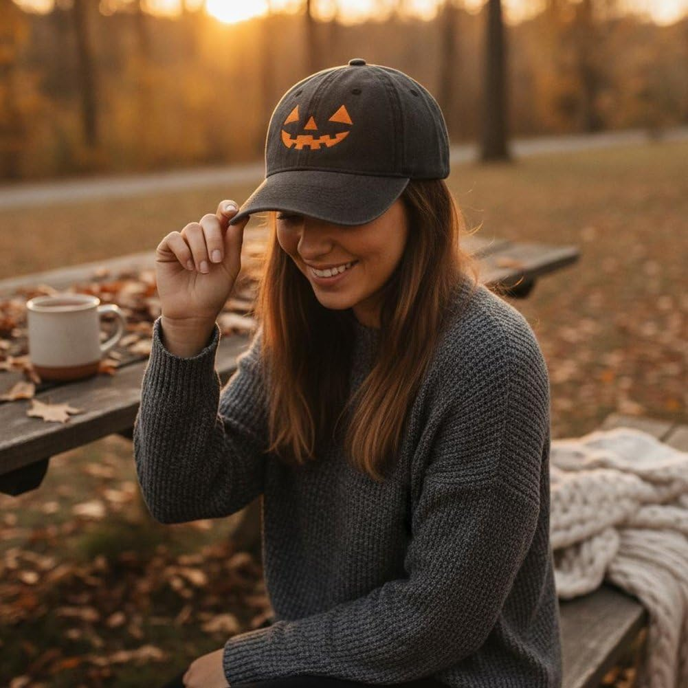 Jack O Lantern Washed Baseball Cap