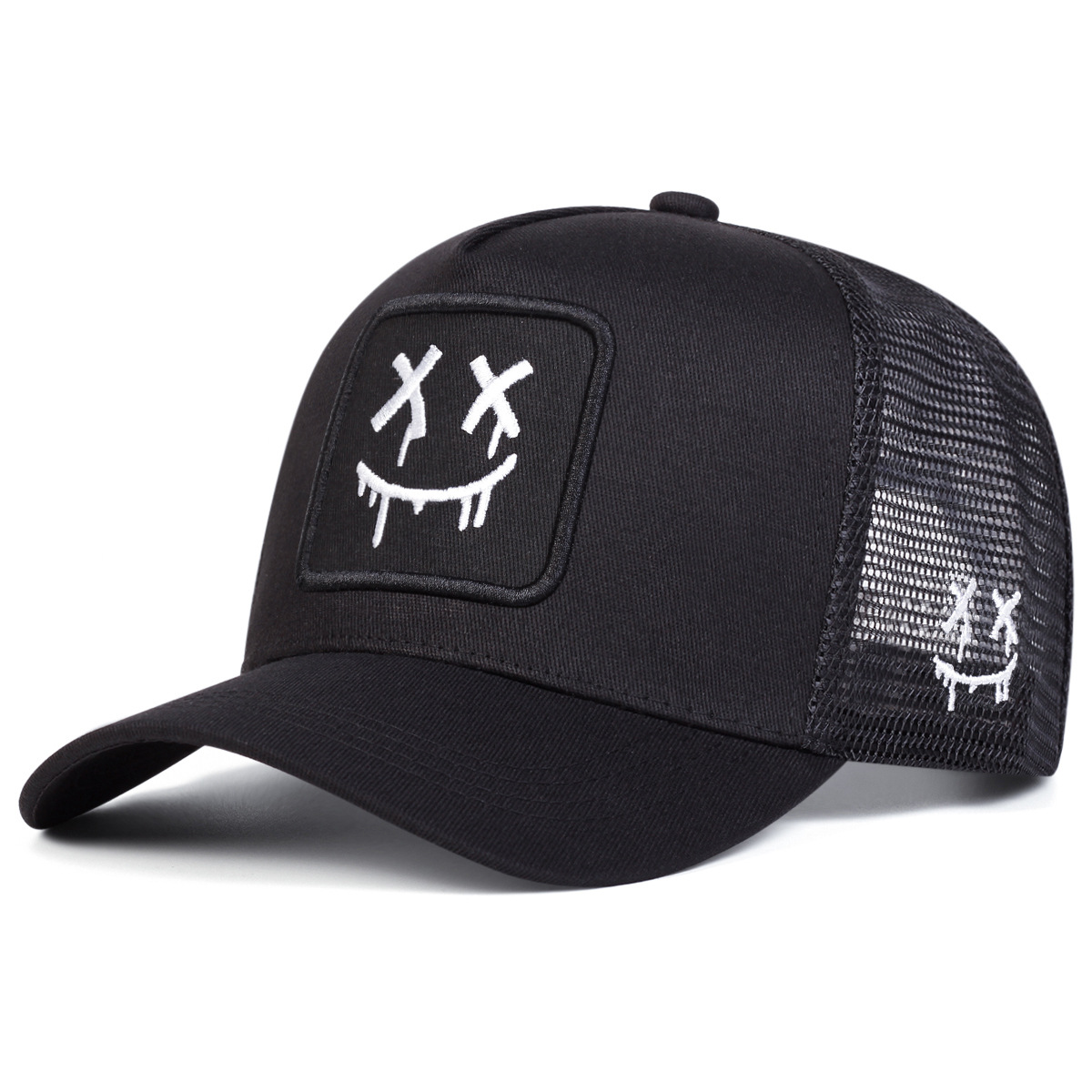 Square Drip Smiley Face Mesh Trucker Cap