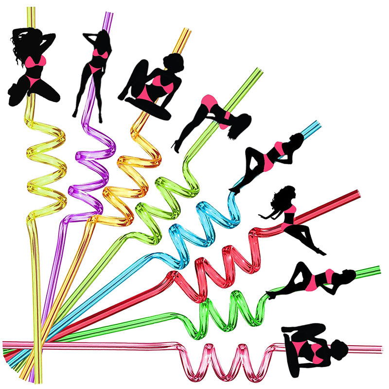 Pink Stripper Spiral Straws