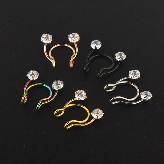 Stainless steel fake nose ring jewelry nose clip