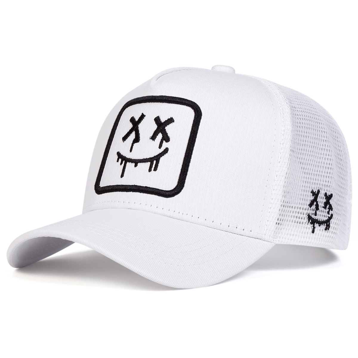 Square Drip Smiley Face Mesh Trucker Cap