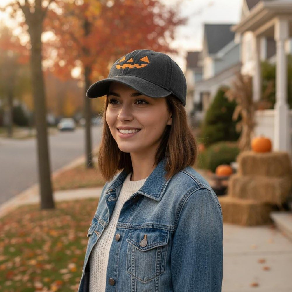 Jack O Lantern Washed Baseball Cap
