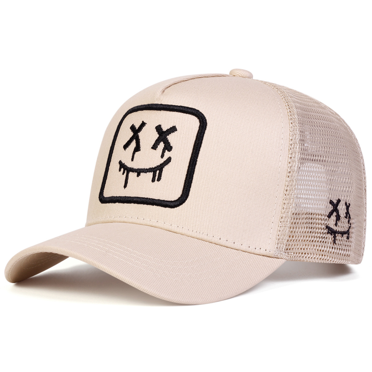 Square Drip Smiley Face Mesh Trucker Cap