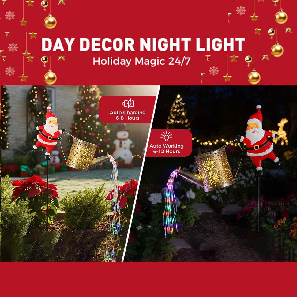 Solar-powered Santa Claus water bottle lamp