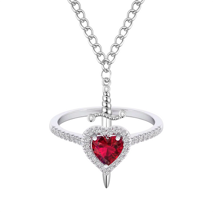 Hollow Design Ruby Bracelet Heart Ring