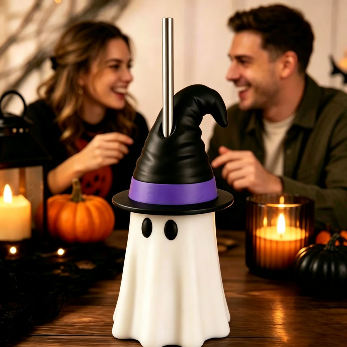 Spooky Ghost Witch Cap Halloween Drink Cup