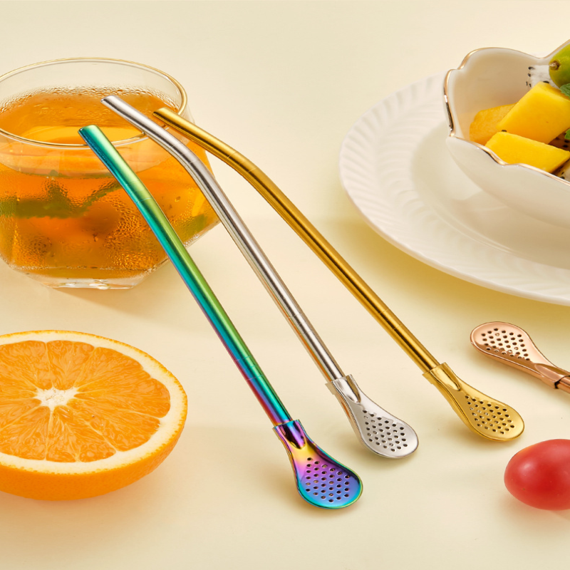 Stainless Steel Straw Spoon Set