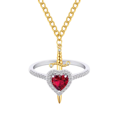 Hollow Design Ruby Bracelet Heart Ring
