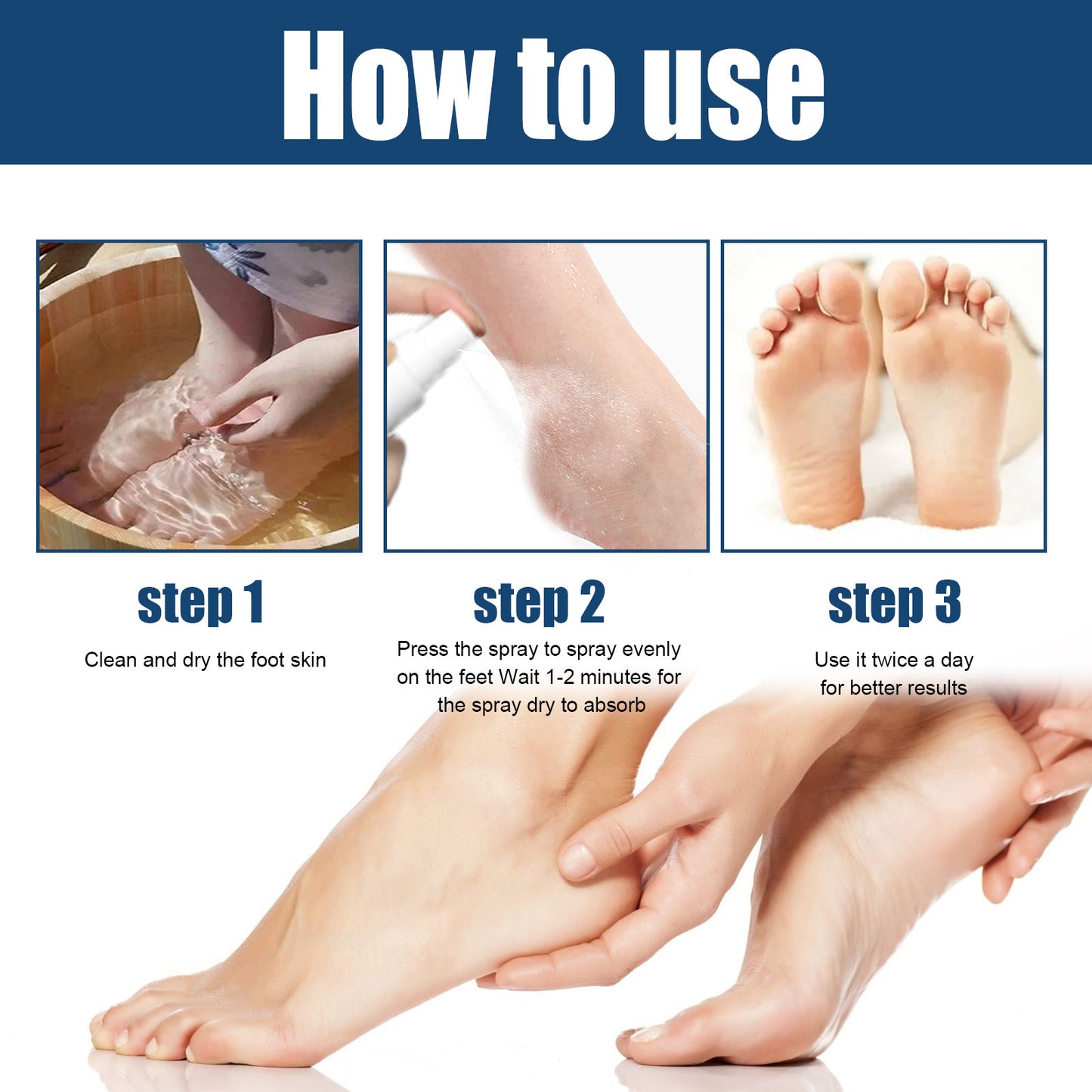 Foot spray relieves sweaty, itchy and peeling feet