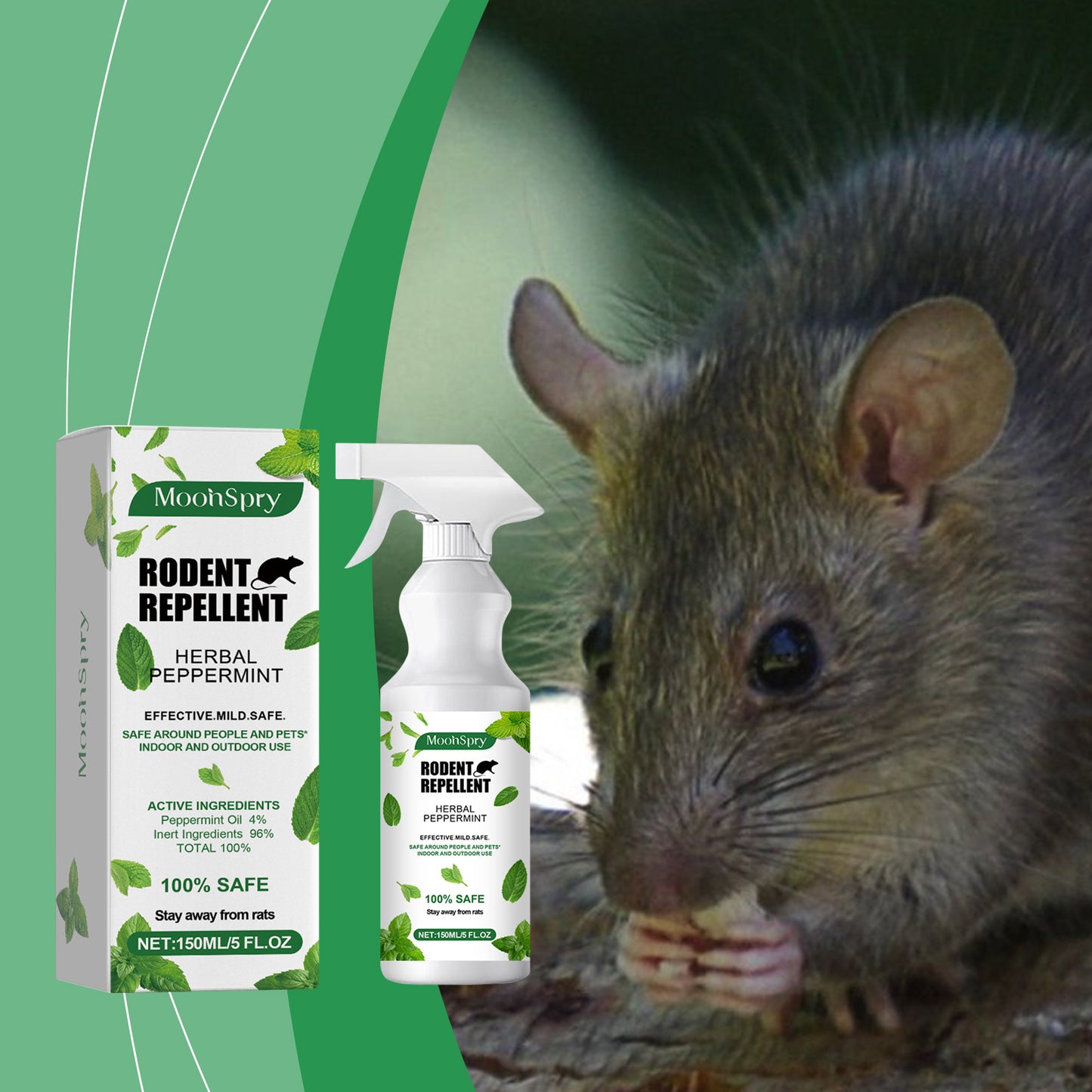 Mint flavored mouse repellent spray