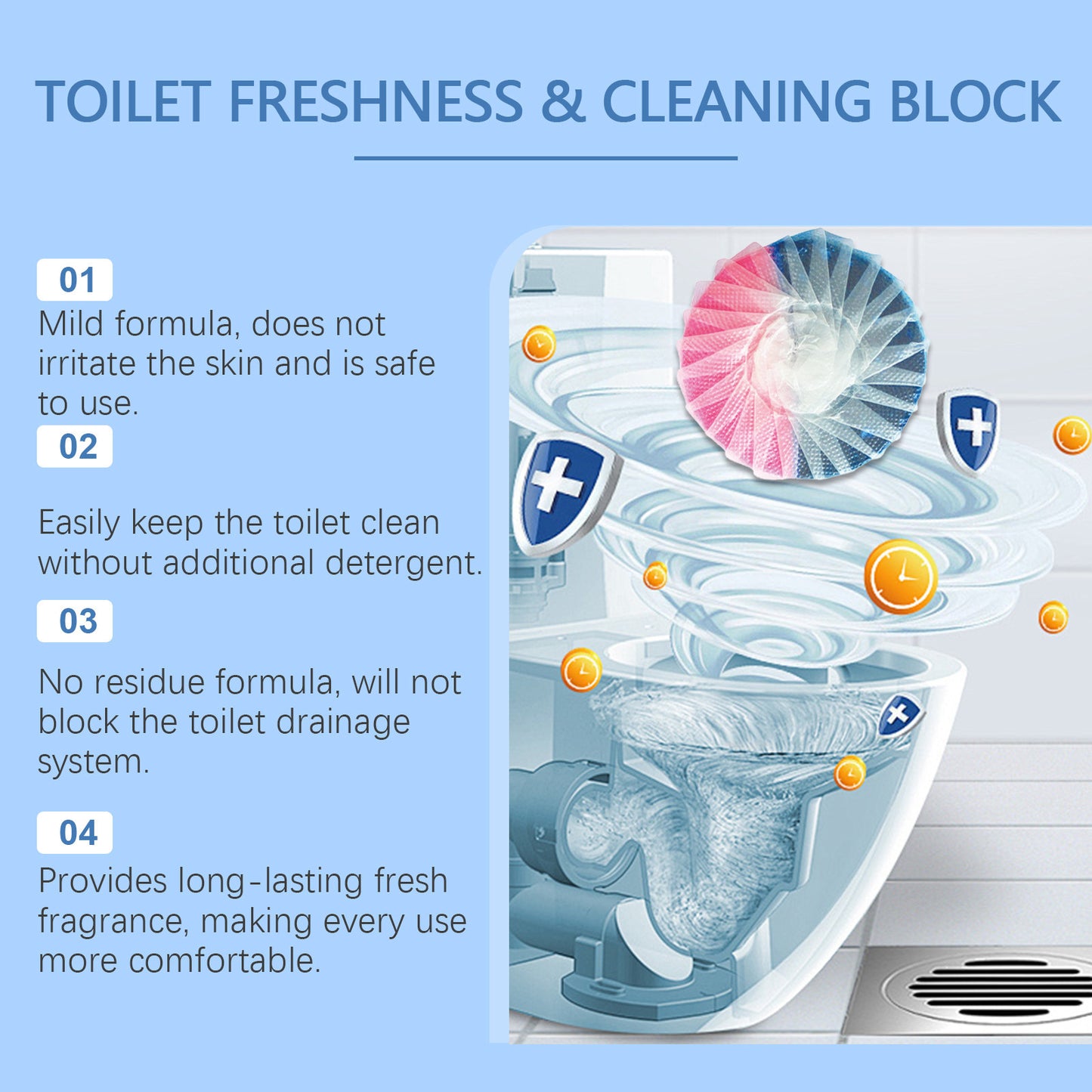 Toilet freshening cleaning block