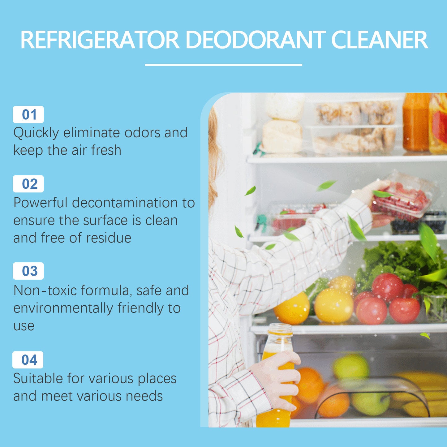 Refrigerator deodorizing cleaner