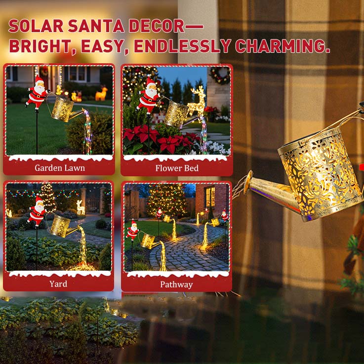 Solar-powered Santa Claus water bottle lamp