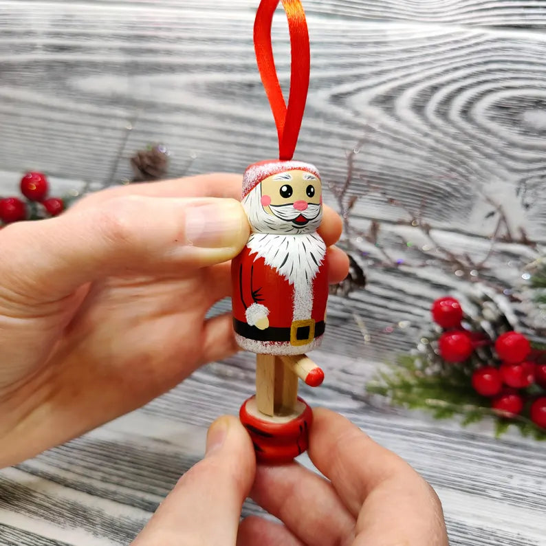 Interesting Santa Claus wooden pendant