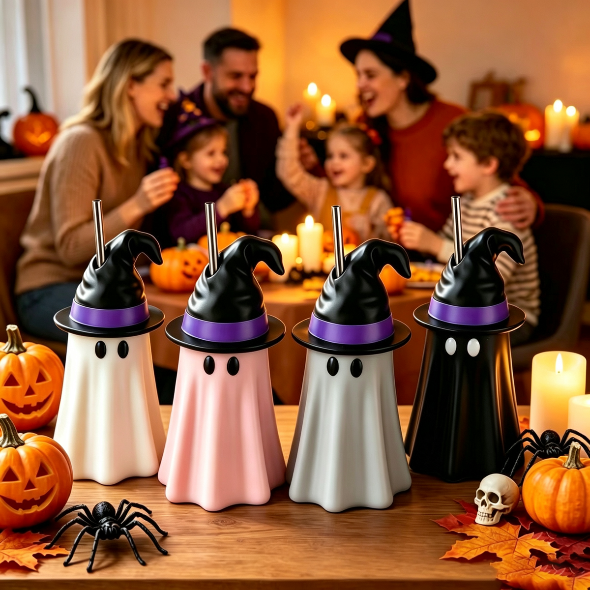 Spooky Ghost Witch Cap Halloween Drink Cup