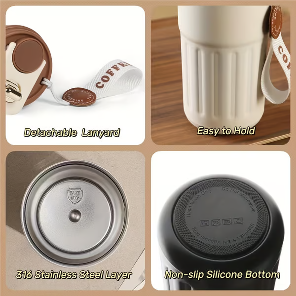 Led Temperature Display Coffee Mug Stainless Steel Thermos