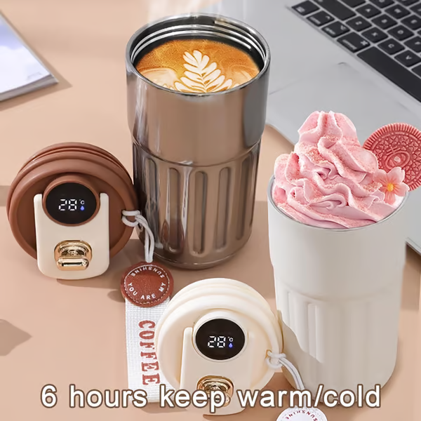 Led Temperature Display Coffee Mug Stainless Steel Thermos