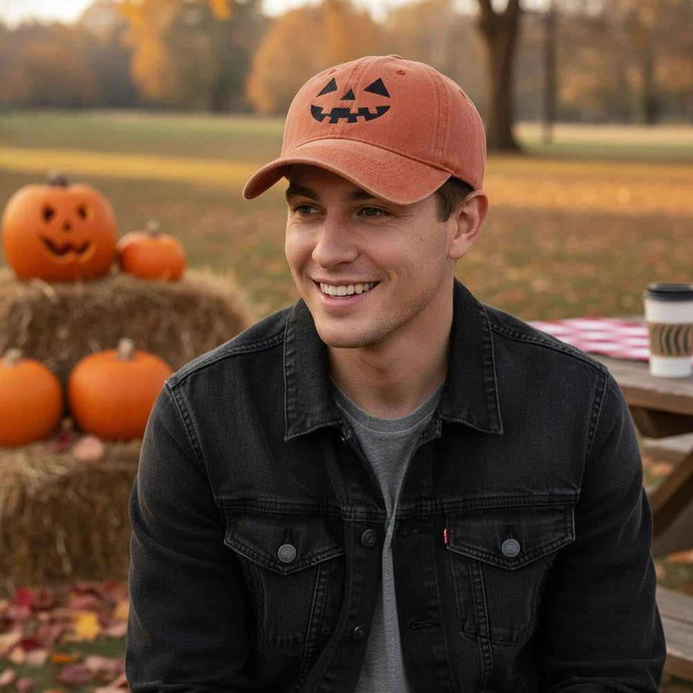 Jack O Lantern Washed Baseball Cap
