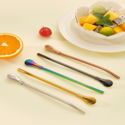 Stainless Steel Straw Spoon Set