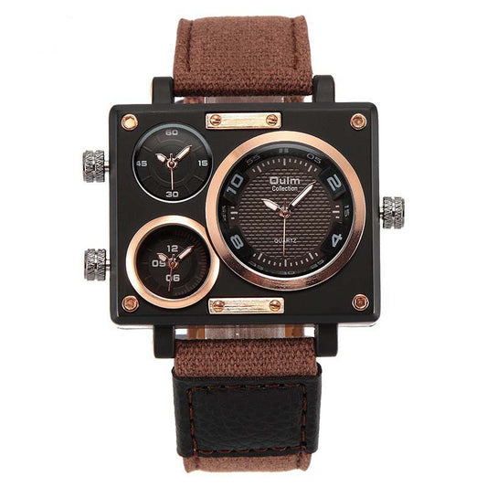 Domineering Multi-Time Zone Square Quartz Men's Watch