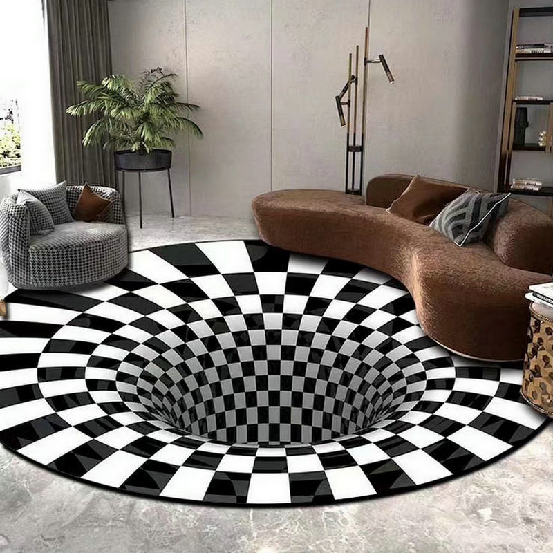 3D round geometric floor mat