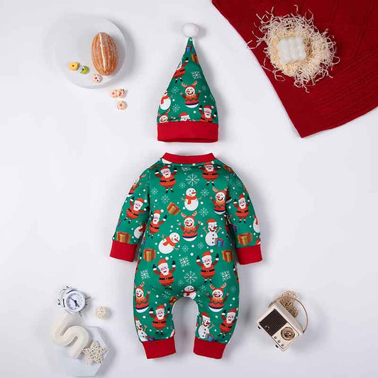 Baby Christmas Long Sleeve Onesie and Hat