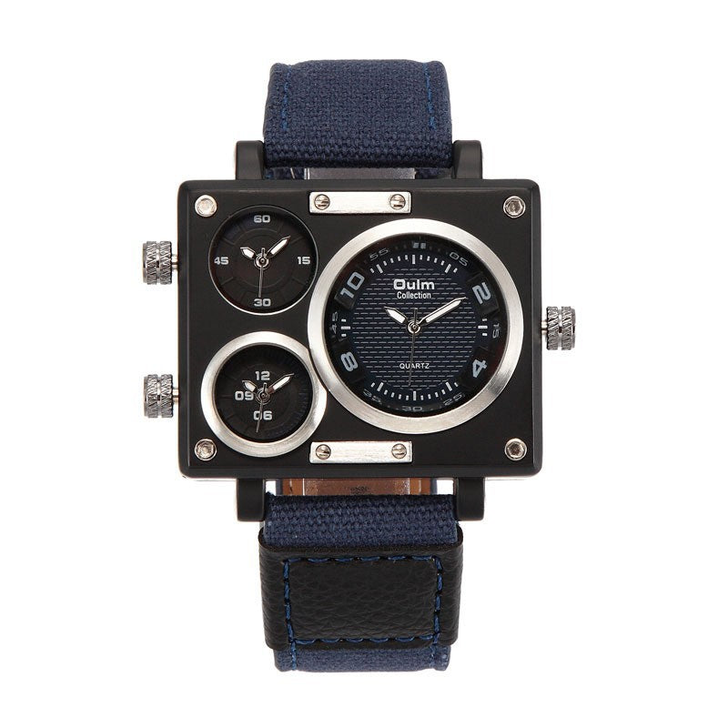 Domineering Multi-Time Zone Square Quartz Men's Watch