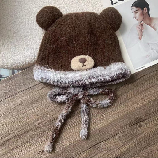 Cute bear plush hat