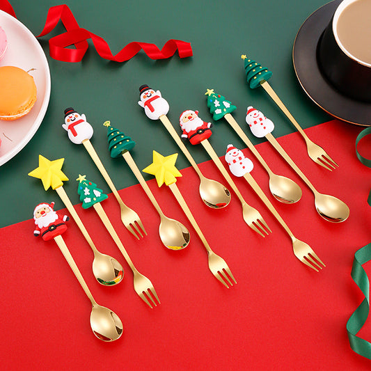 Christmas Spoons Fork Set 6pcs/set