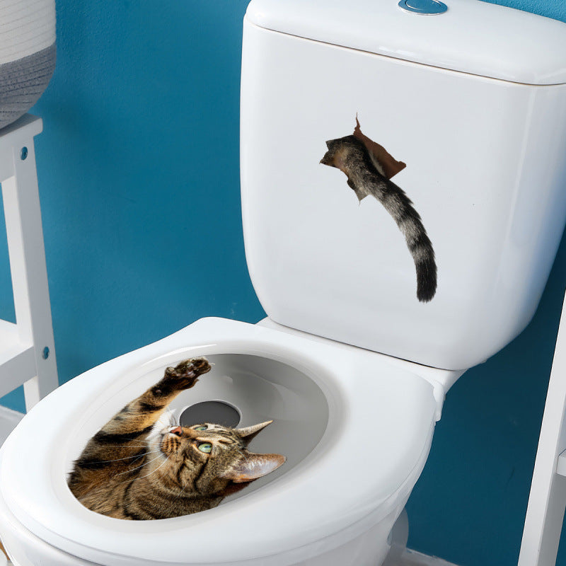 Creative funny cat toilet sticker