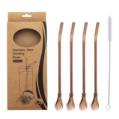 Stainless Steel Straw Spoon Set