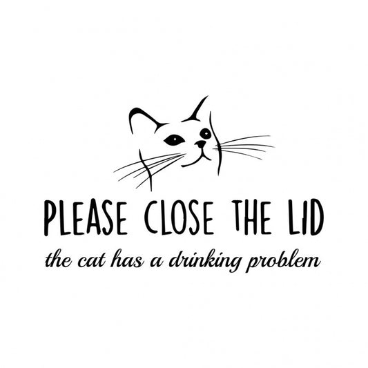 Please close the lid cat toilet wall sticker