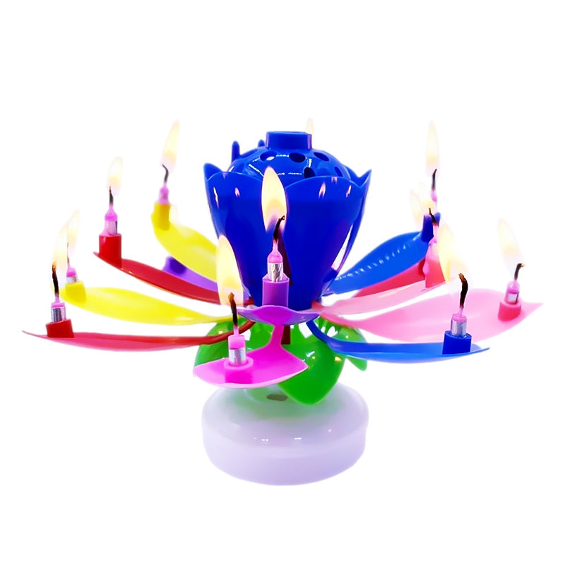 14 double-layer rotating lotus music candles