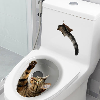 Creative funny cat toilet sticker