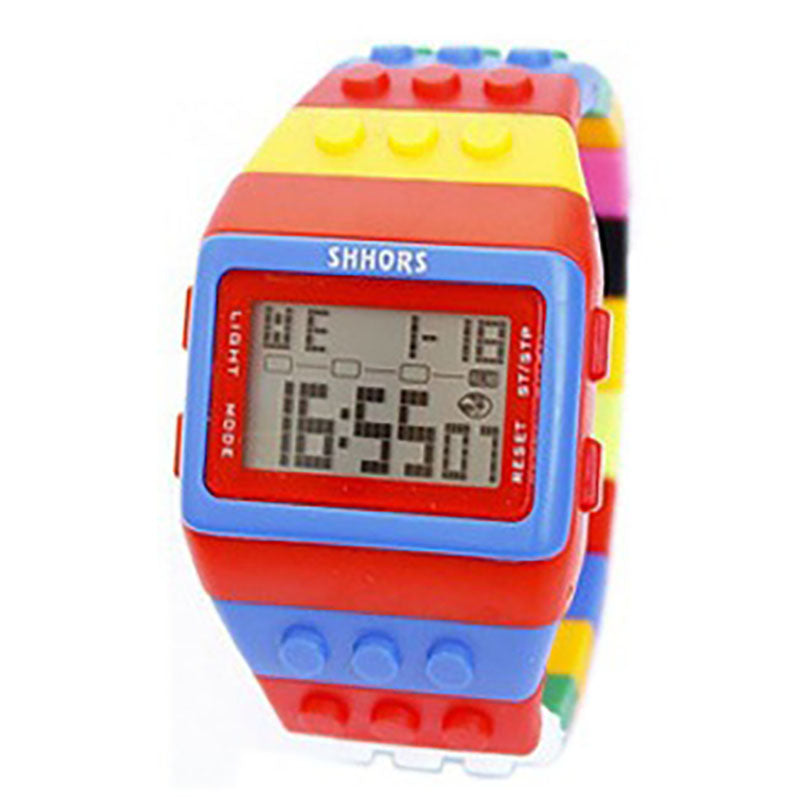 LCD color building blocks multifunctional electronic watch