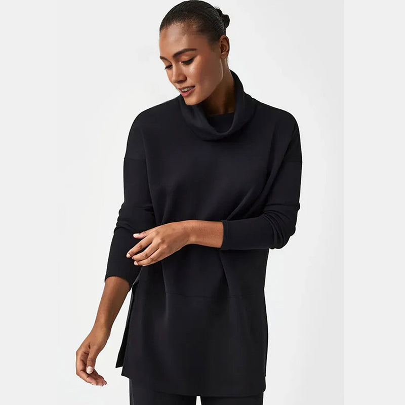 Side slit turtleneck top