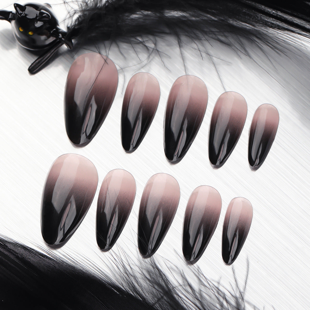 Black French Gradient Manicure (Glue Type)