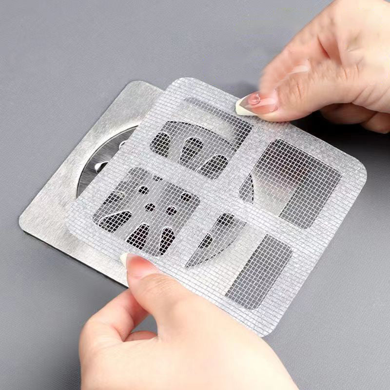 Disposable floor drain stickers self-adhesive bathroom hair anti-clogging filter