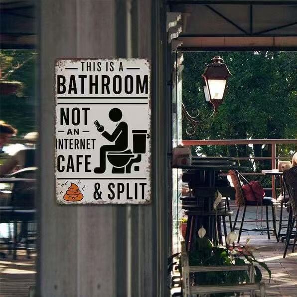 Humorous Bathroom Metal Wall Sticker