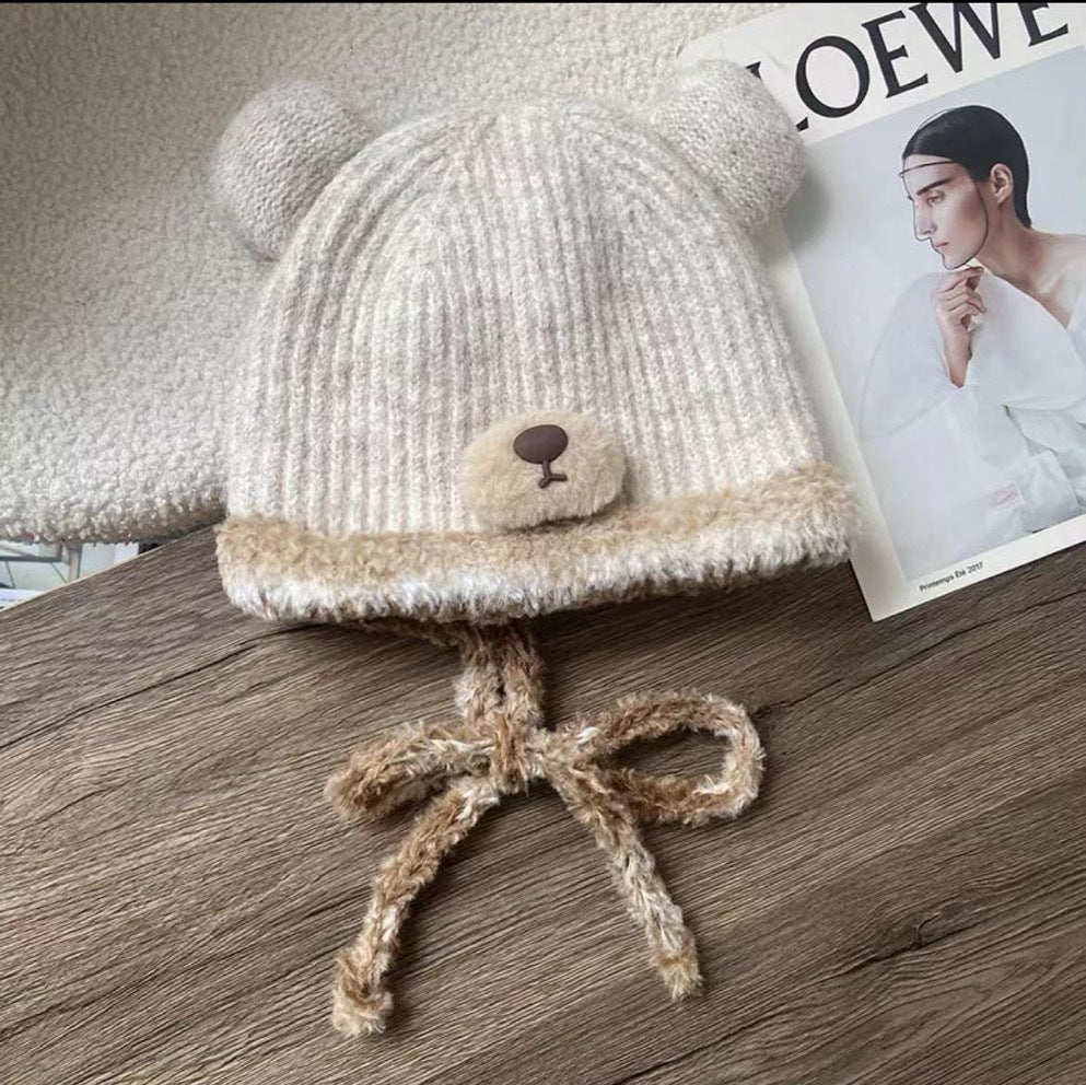 Cute bear plush hat